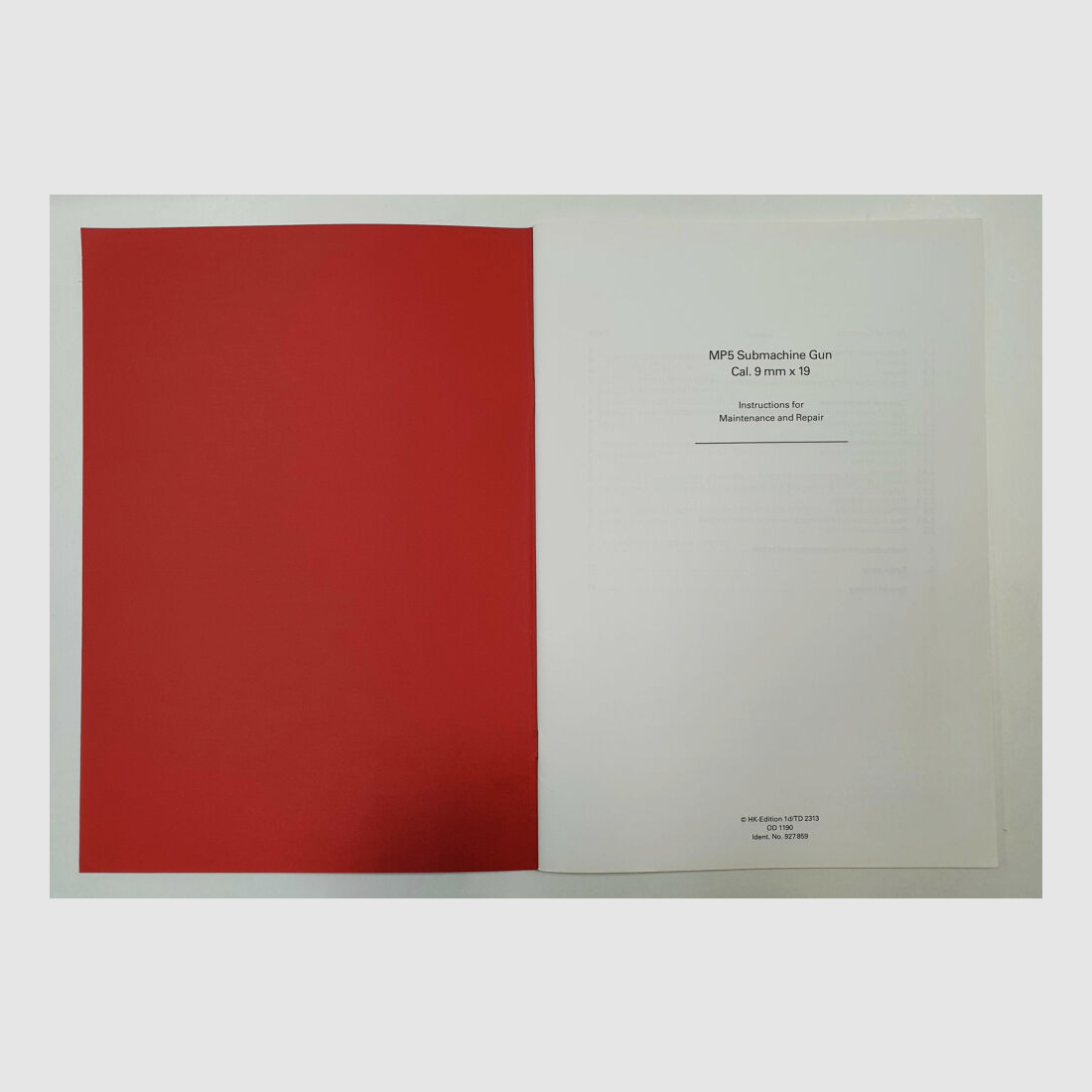 Istruzioni per la manutenzione e la riparazione della mitraglietta originale HK MP5 Heckler & Koch ID-No. 927859 ENG