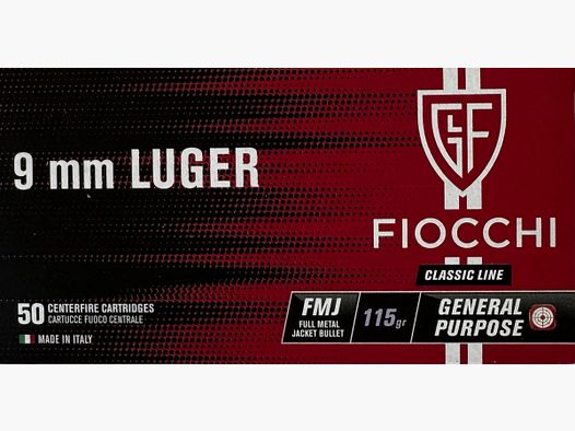 Fiocchi 9mm LUGER FMJ 115gr - 50 colpi