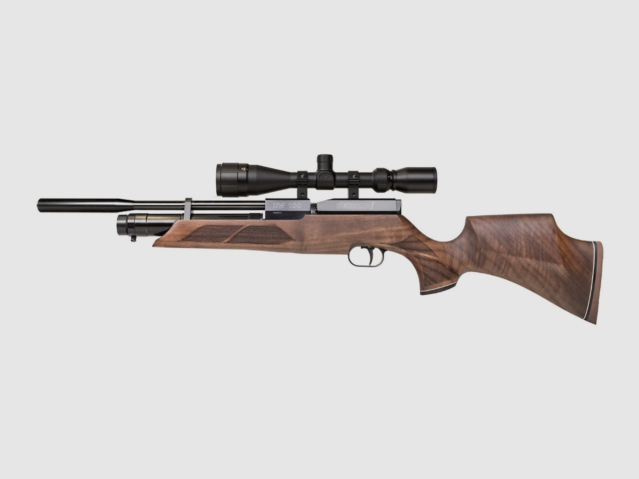 Pressluftgewehr Weihrauch HW 100 SK Carbine Nussbaumholz Sportschaft Kompensator Kaliber 5,5 mm (P18)