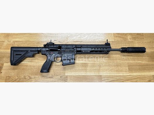 Heckler & Koch MR308 A3 13" - rifle semiautomática .308 Win. incluido silenciador ASE UTRA Dual 762-Short-QM2 Gen2 Cerakote negro / color negro - H&K MR 308 A3 - versión civil del H&K 417 / H&K G27k