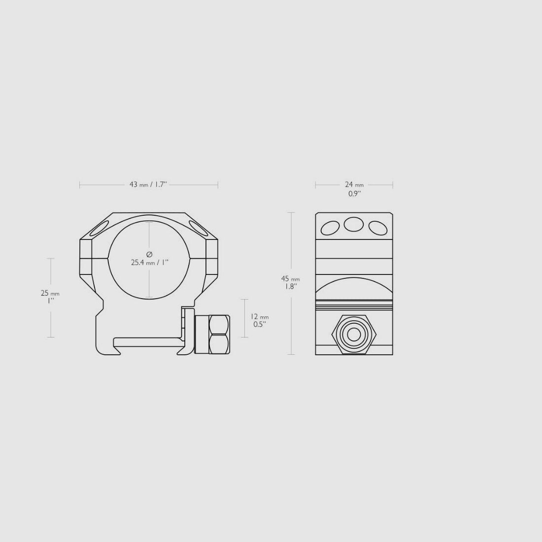 Hawke Tactical Ring Mount 1" / Picatinny / Medium, image 2 of 2