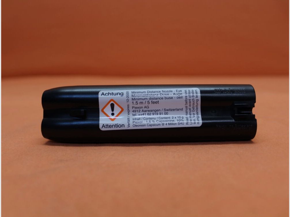 Piexon Jet Protector JPX Gen1: Abschussgerät für Reizstoff (Pfefferspray) Polymer schwarz 10%OC (ÜBERLAGERT!) mit zusätzlichem Trainingsmagazin
