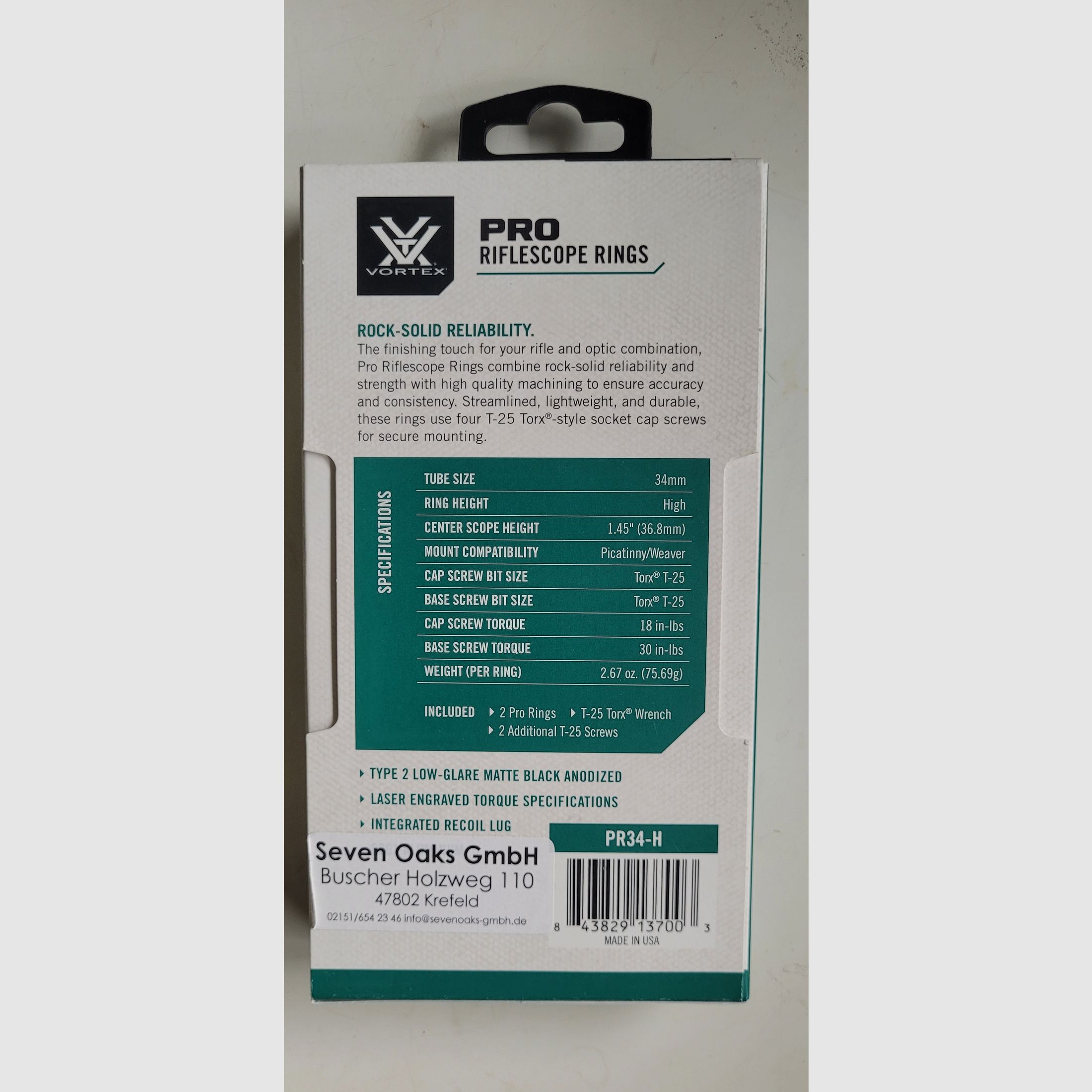 Vortex PRO Montageringe 34mm