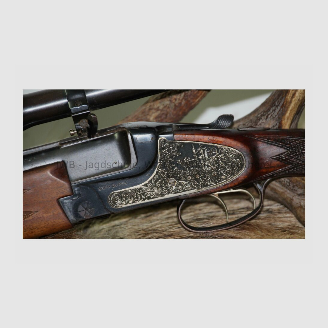 Escopeta Brünner Super Bock con cañón intercambiable y montaje oscilante 12/70; 7x57R
