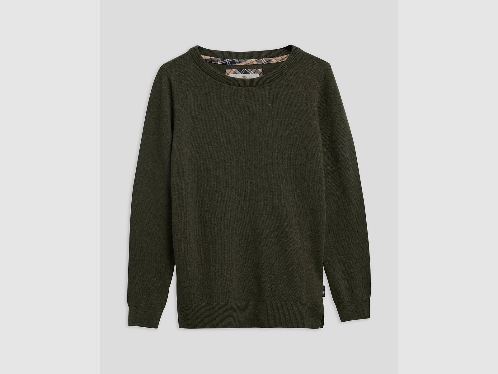 Barbour Pendle Crew Jumper, Olive/Birchwood Tartan, Damska 12
