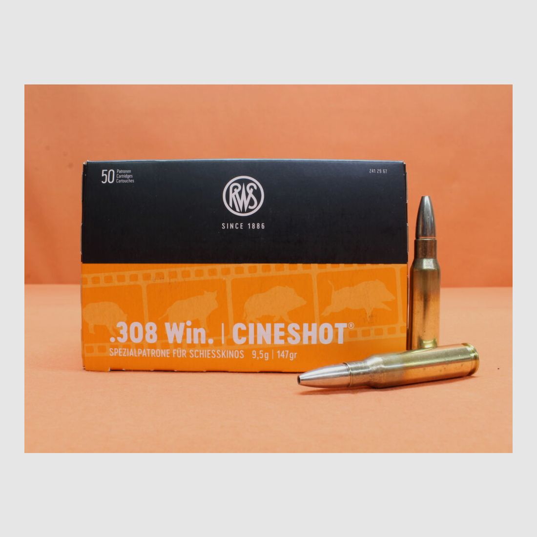 RWS cartridge .308Win RWS 147grs HP (2412967) box of 50 cartridges (Cineshot target bullet) GreenRange/ 9.5g hollow point target bullet