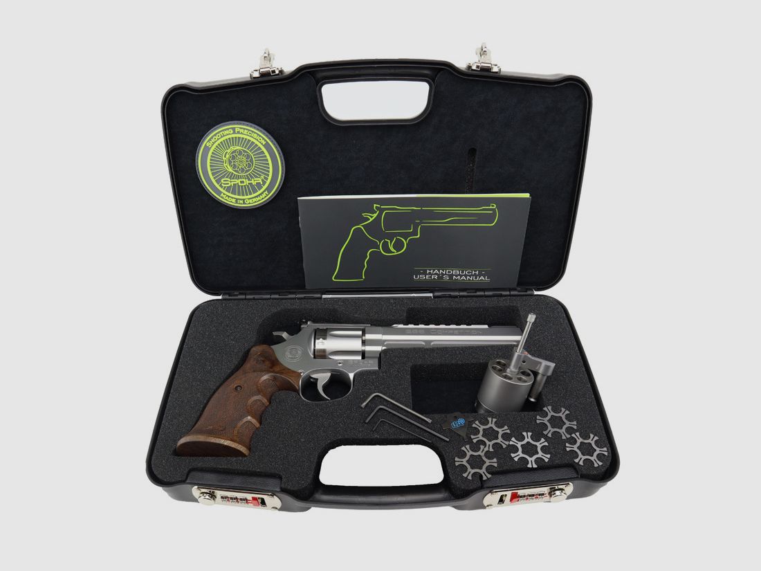Spohr 286 Competition Stainless 6" Revolver avec barillet interchangeable fabriqué en Allemagne 6 pouces revolver de sport