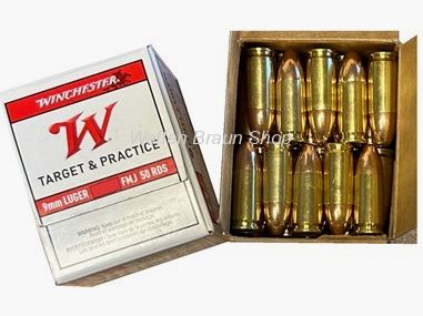 Winchester 9mm Luger Vollmantel 125 grain / 8g 50 Stück Sonderposten !!!