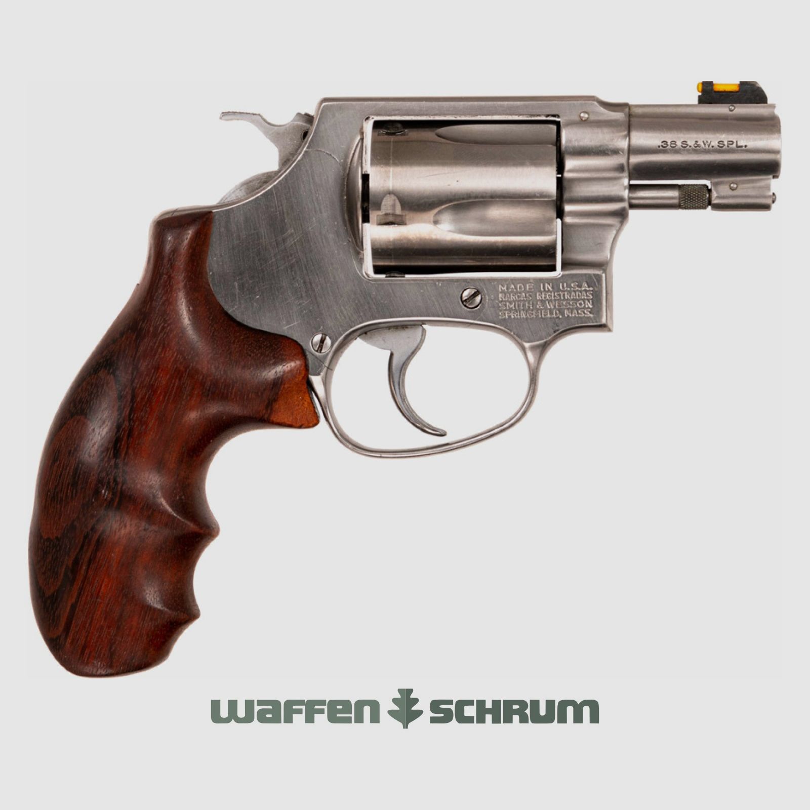 Smith & Wesson 60 .38Special , Lederholster, Visierung mit Fiberkorn, 5-Schuss Trommel , LL: 47mm