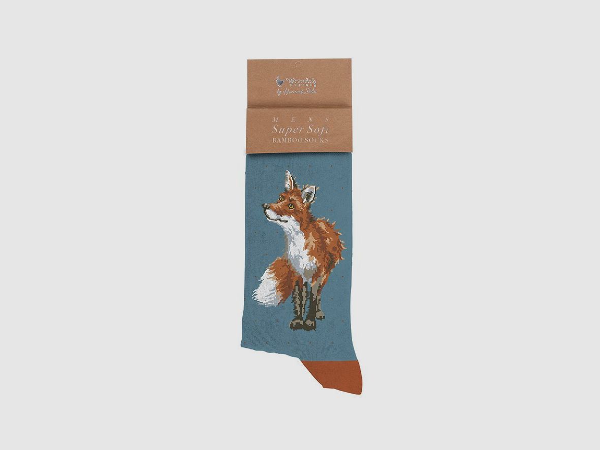 Wrendale Herren - Socken "Bright Eyed and Bushy Tailed" mit Fuchs