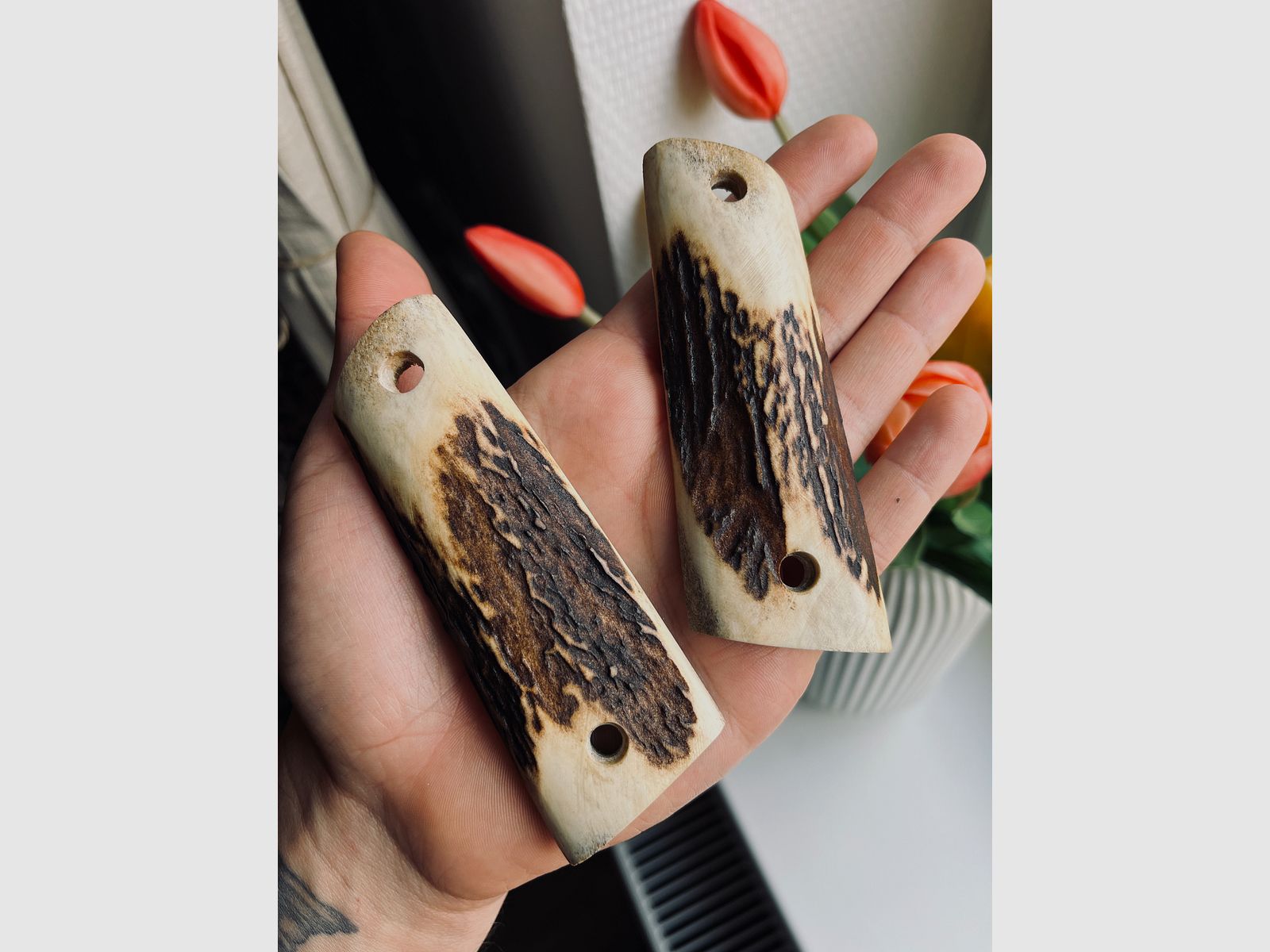 Colt 1911 Horn okłady chwytowe szerszy chwyt rogi jelenia Stag Skale elementy chwytowe