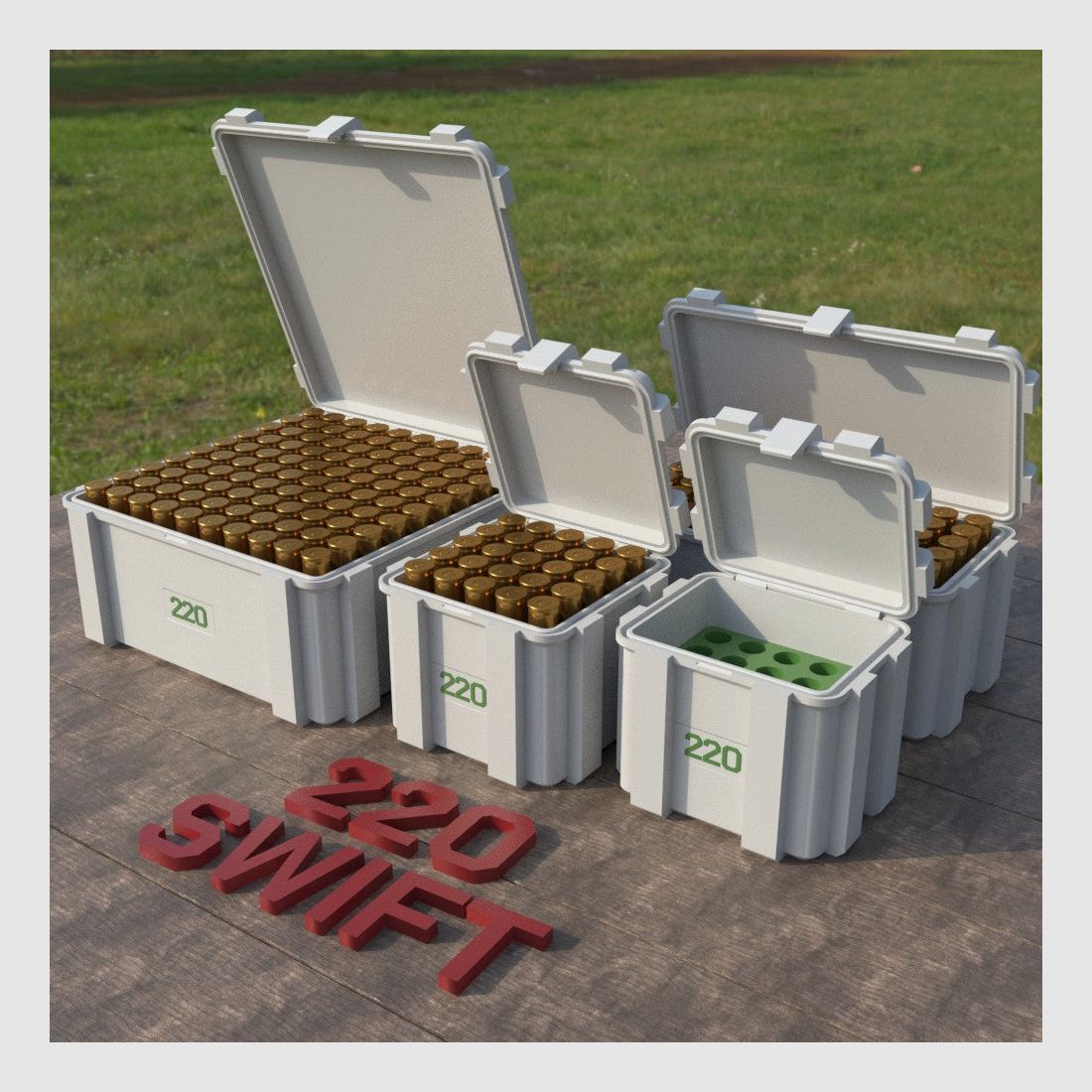 Filamelt ammunition box / .220 Swift / 'flip lid' / cartridge box, ammo box