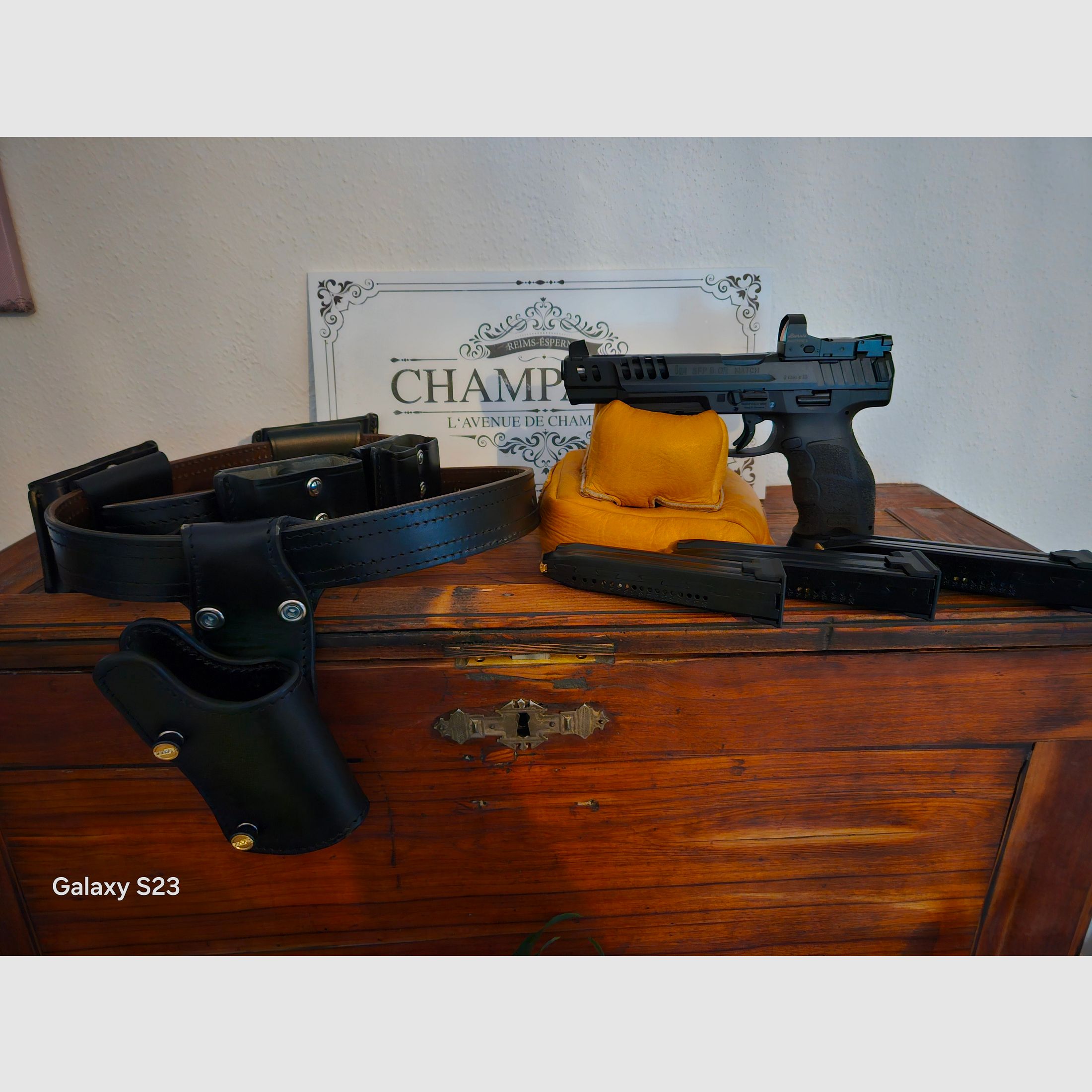 H&K SFP9 Match OR - larger rear sight & front sight - Burris - 8 magazines & Sickinger belt - also trade for watch!