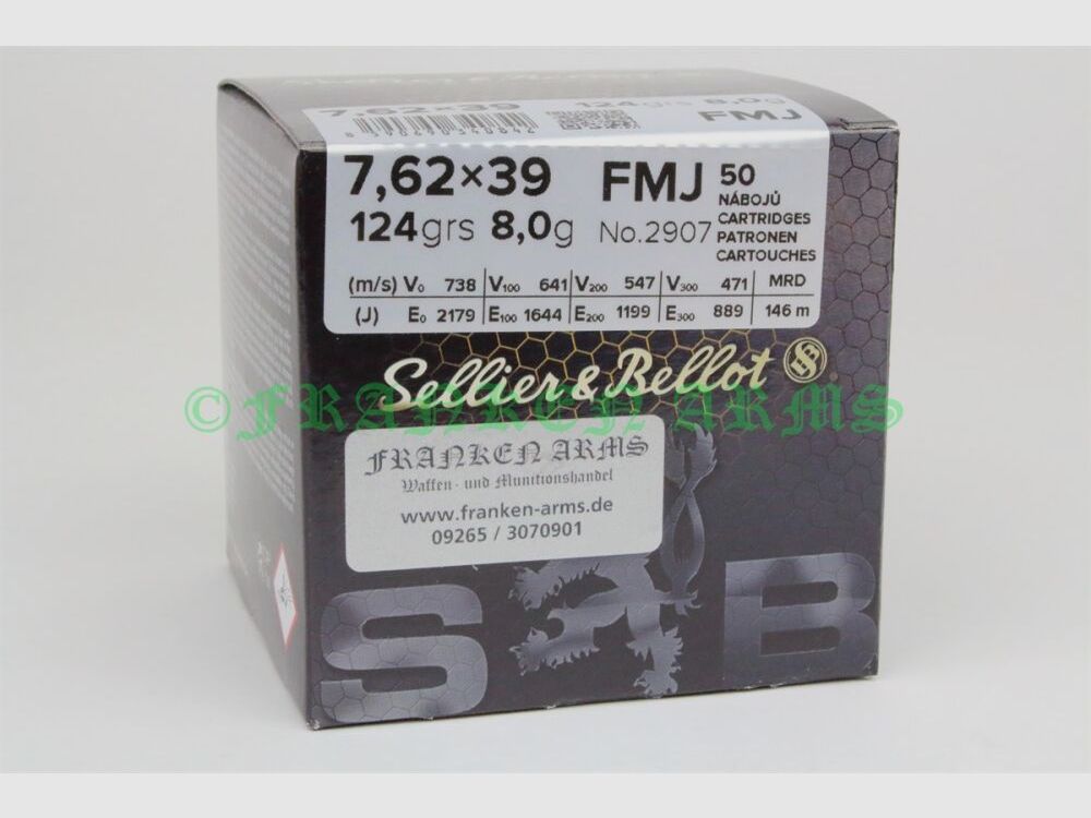 Sellier&Bellot 7,62x39 FMJ 124gr. 8,0g 50 sztuk