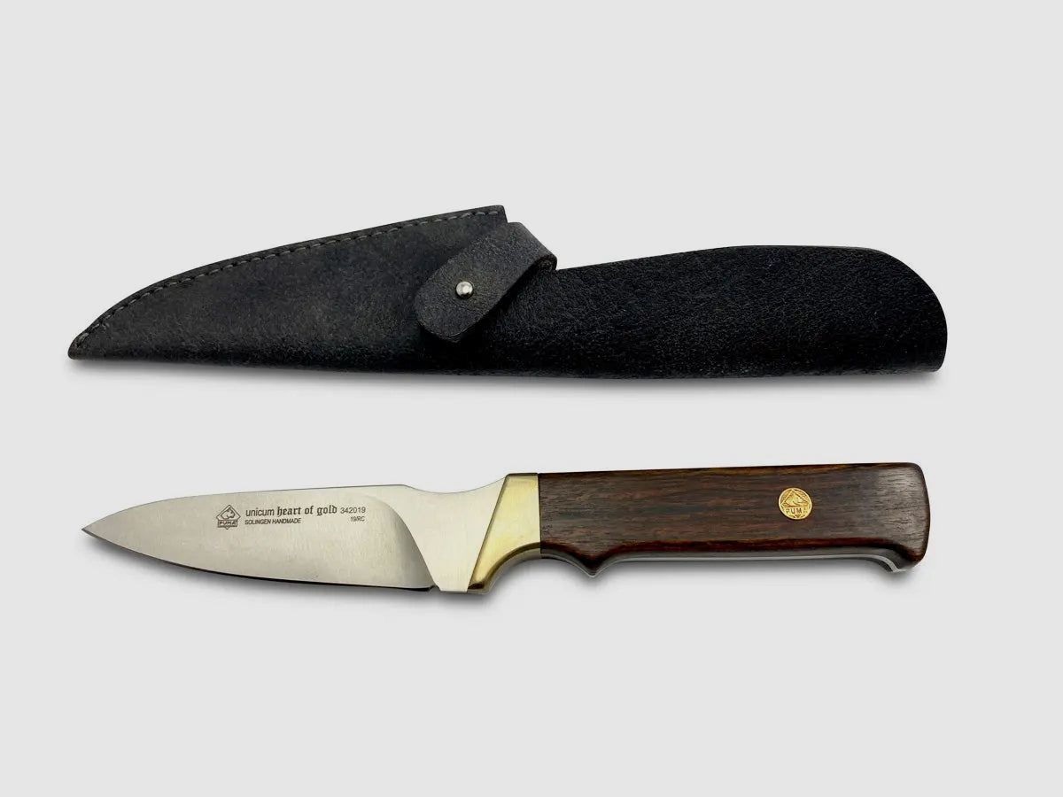PUMA unicum "heart of gold" hunting knife with inset sapphire hearts