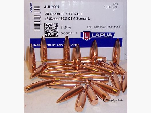 100St. LAPUA Geschosse .30(.308Dia.) - 175 - OTM SCENAR-L - #GB550