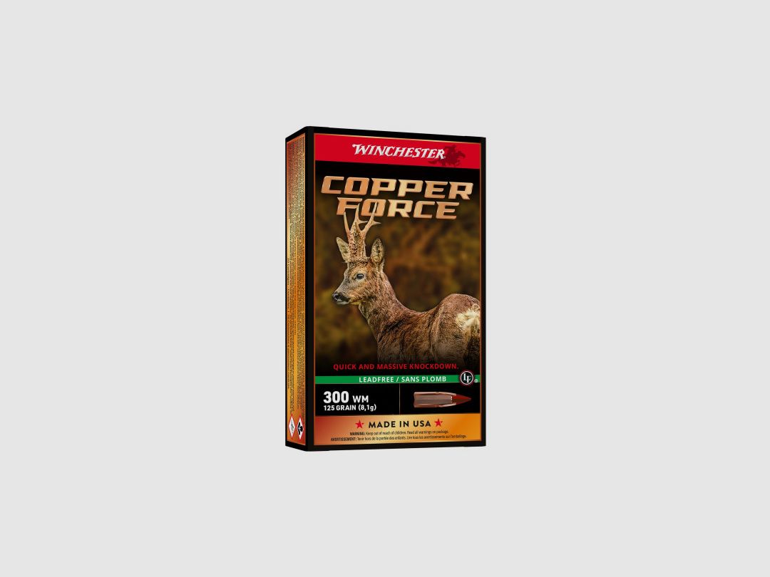 BOX MIT 20 PATRONEN WINCHESTER KAL.300WIN COPPER FORCE BLEIFREI 125GR - GESCHOSS OHNE BLEI, Bild 2 von 2