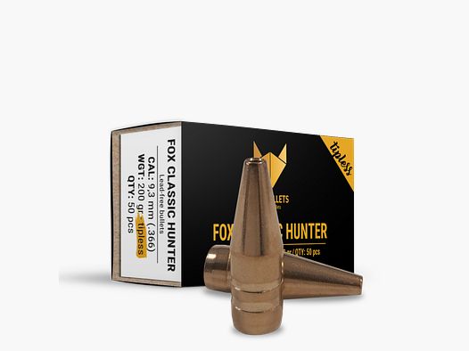 Fox Bullets Classic Hunter Tipless .366 13,0 g / 200 gr projectiles sans plomb – 50 pièces