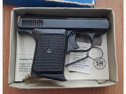 Rare Rhön SM 110A caliber 8 mm bang in PTB 45-69 from 1971! With original packaging!