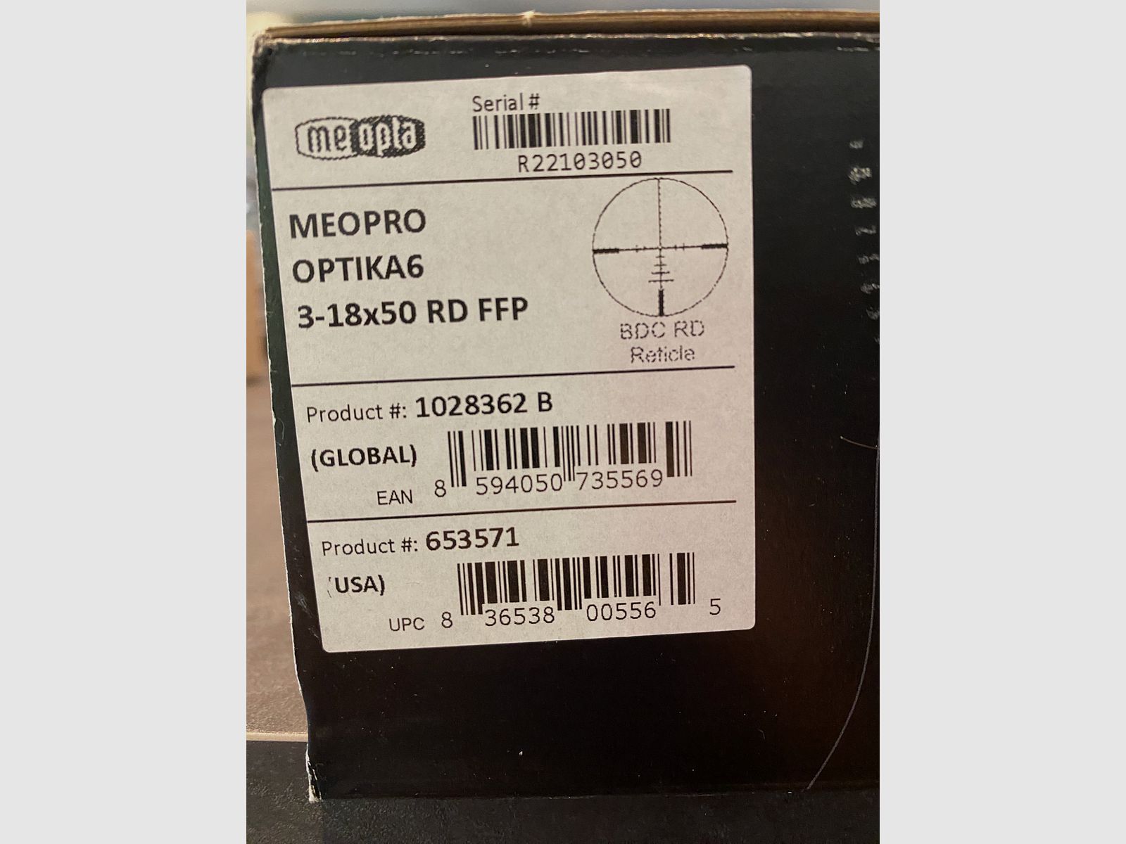 Meopta Zielfernrohr Optika6 3-18x50 RD FFP BDC