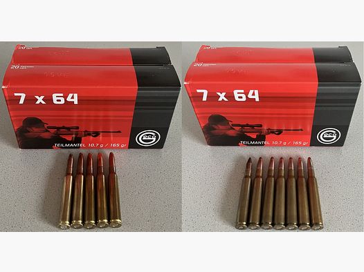 Geco 7x64 Teilmantel Softpoint Bullet 10,7g / 165gr & RWS 7x64