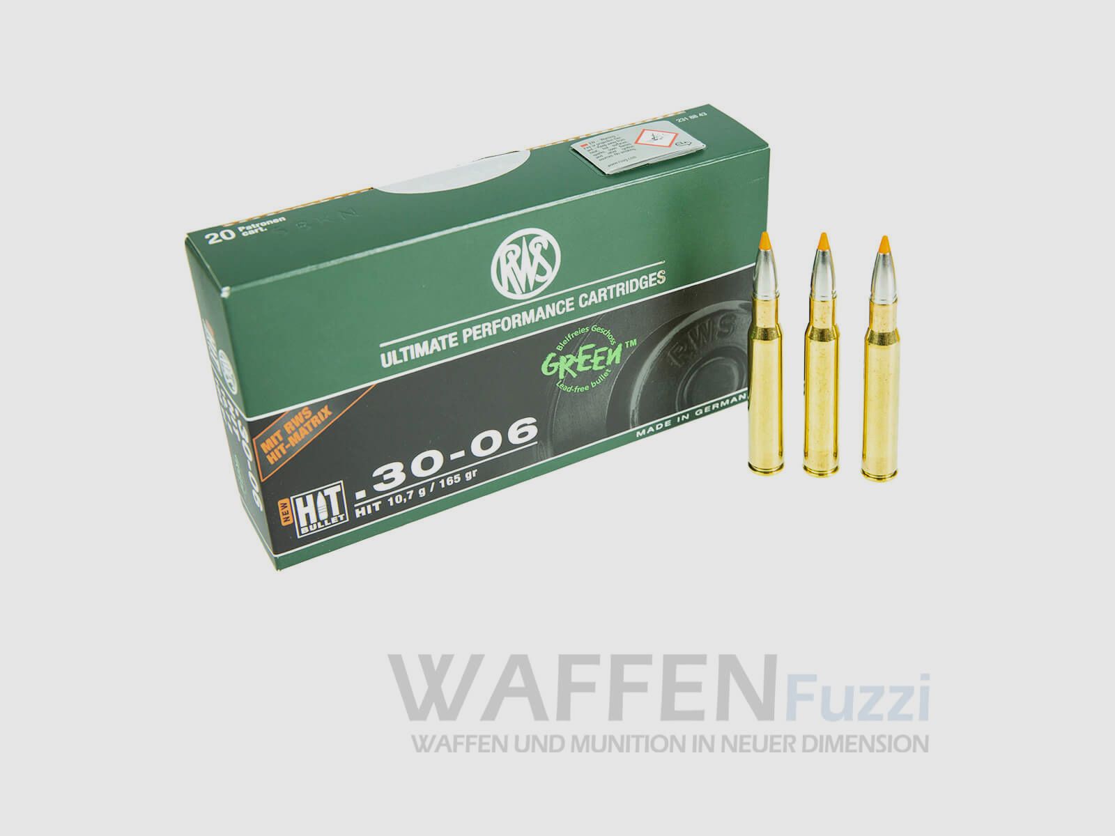 RWS cartucce per fucile calibro .30-06 HIT BULLET GREEN 165gr