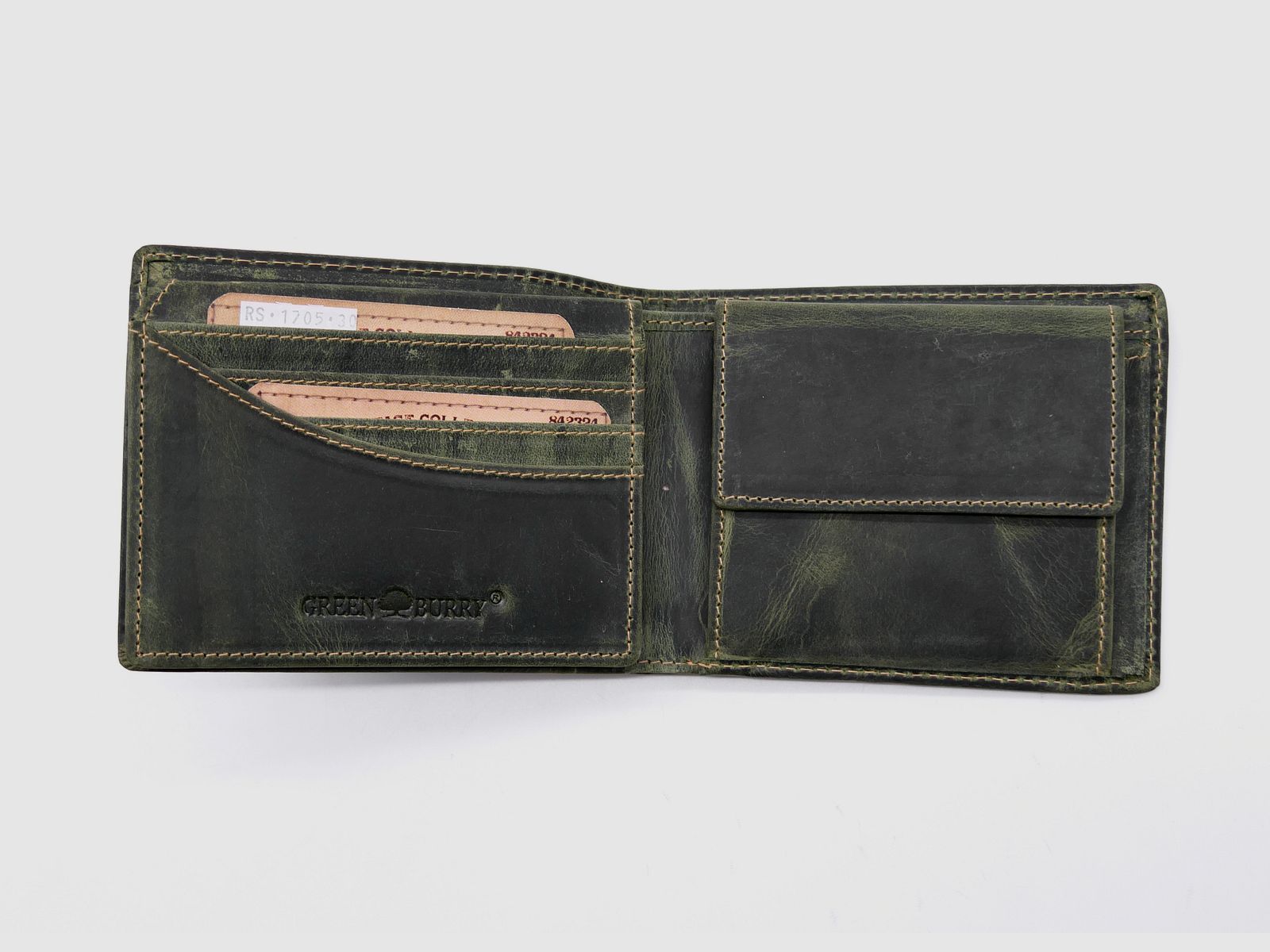 Greenburry Leder Geldbörse olive Vintage Animal Collection Royal Stag Hirsch 1705-rs-30