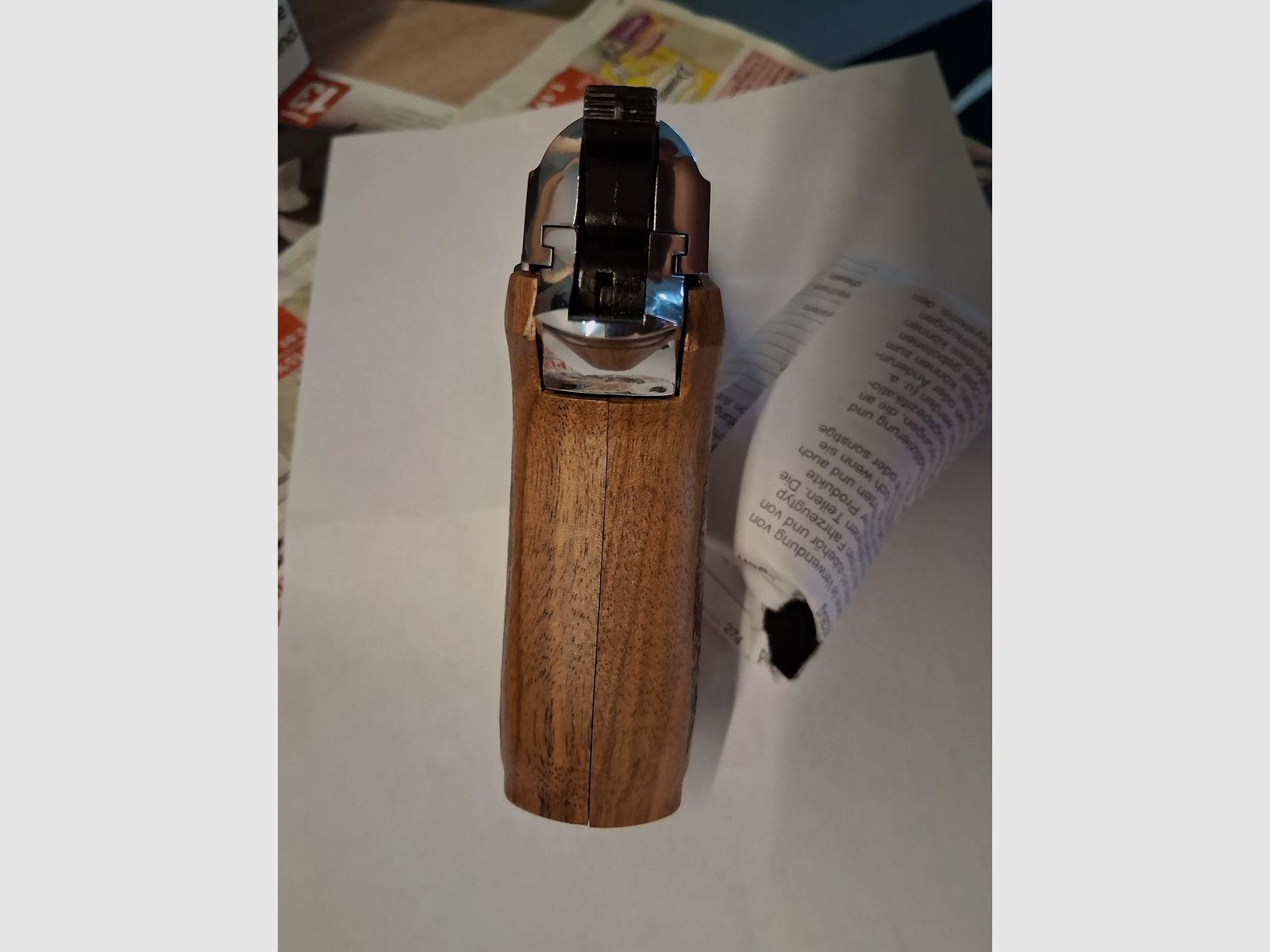 Collezionisti, attenzione! Zoraki 914 cromato (PTB-972), impugnature in legno, 2 caricatori di ricambio (come nuovi, mai sparati)