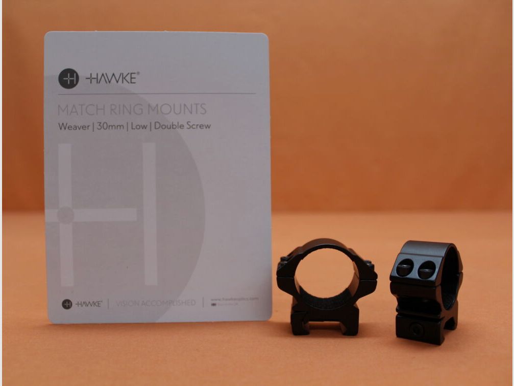 HAWKE HAWKE Montageringen Match 30mm laag (22115) BH=5mm Aluminium zwart mat voor Weaver-/ Picatinnyprofiel, afbeelding 1 van 2