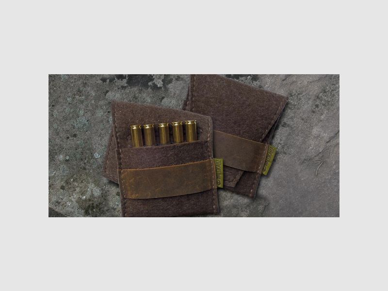 Búho real Rifle Estuche de Cartuchos de 5 Piezas de Fieltro