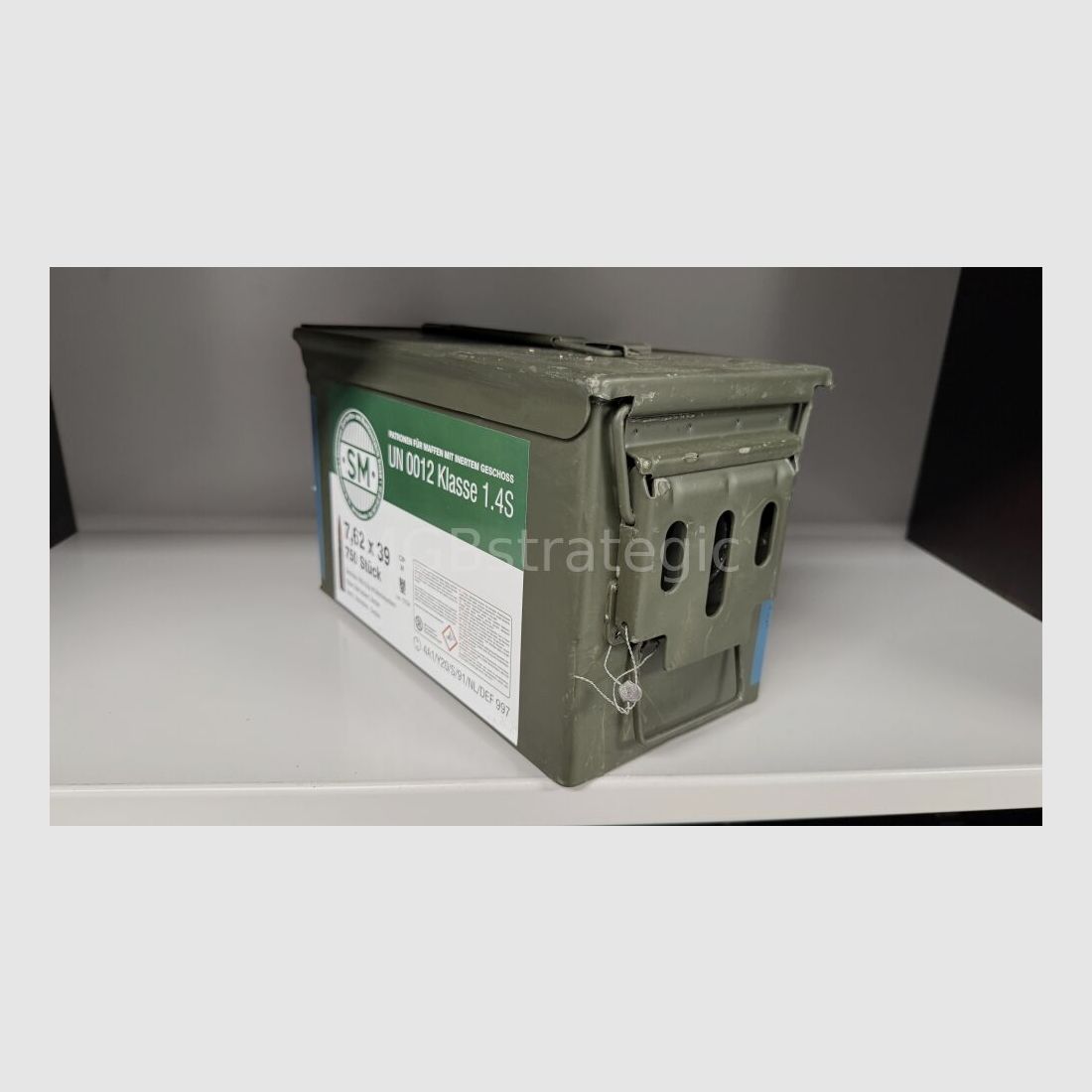 7.62 x 39 Surplus Cartridges - BXM-SM Manufacturer BXN Country of Origin Czech Republic, lacquered steel case Berdan, bullet 8.0 gr. soft core, packed in 750 cartridges in M2A1 ammunition box with CIP