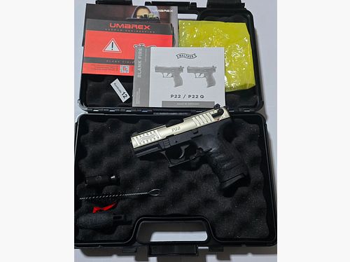 Walther P22 Q Nickel 9mm PAK blank firing