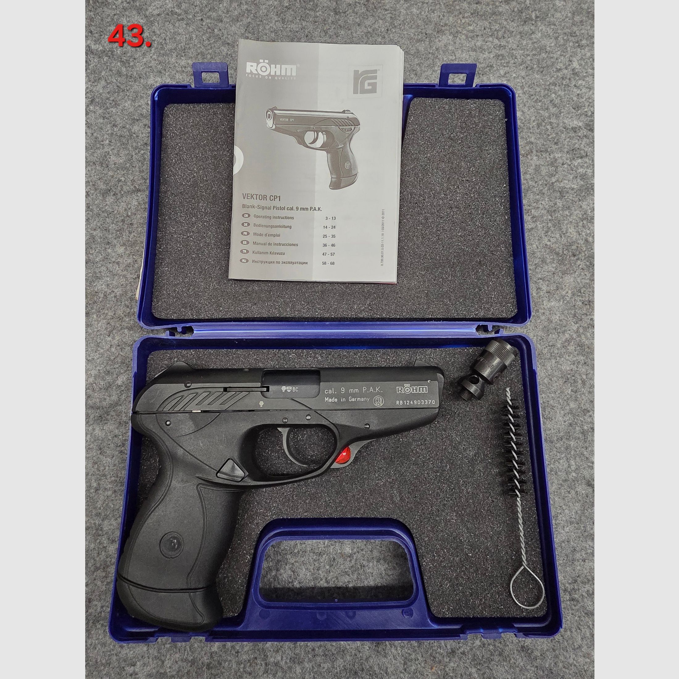 Röhm Vector CP1 calibro 9mm PAK pistola a salve SRS