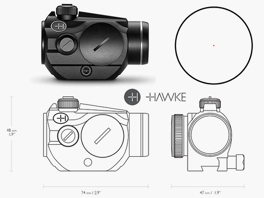 Red Dot Rotpunktvisier Leuchtpunktvisier Hawke Vantage 1x20, fĂĽr 9 - 11 mm Prismenschiene