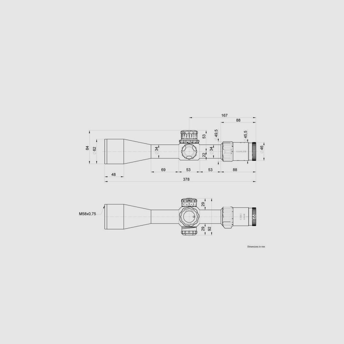 KAHLES ZF m. Leuchtabsehen (1. BE) 5-25x56 K525i ccw rechts Abs. SKMR   (34mm)