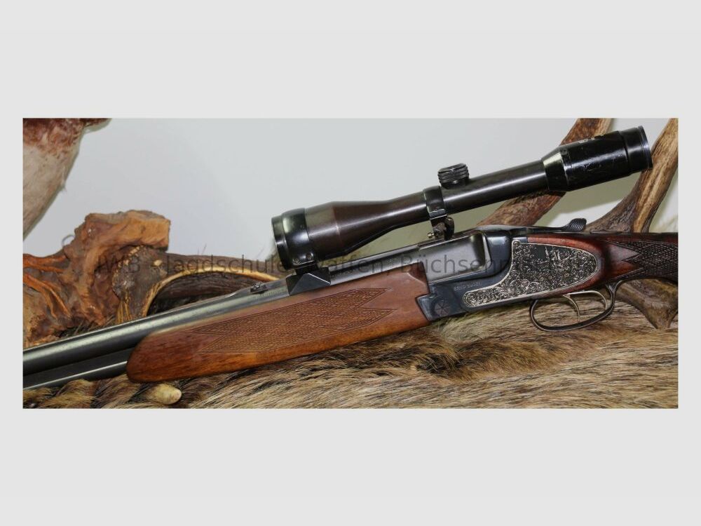 Brünner Super Bockbüchsflinte mit Wechsellauf und Schwenkmontage 12/70;7x57R