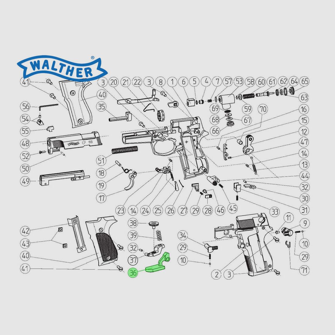 Kapselspanner fĂĽr CO2 Pistole Walther CP88, Ersatzteil