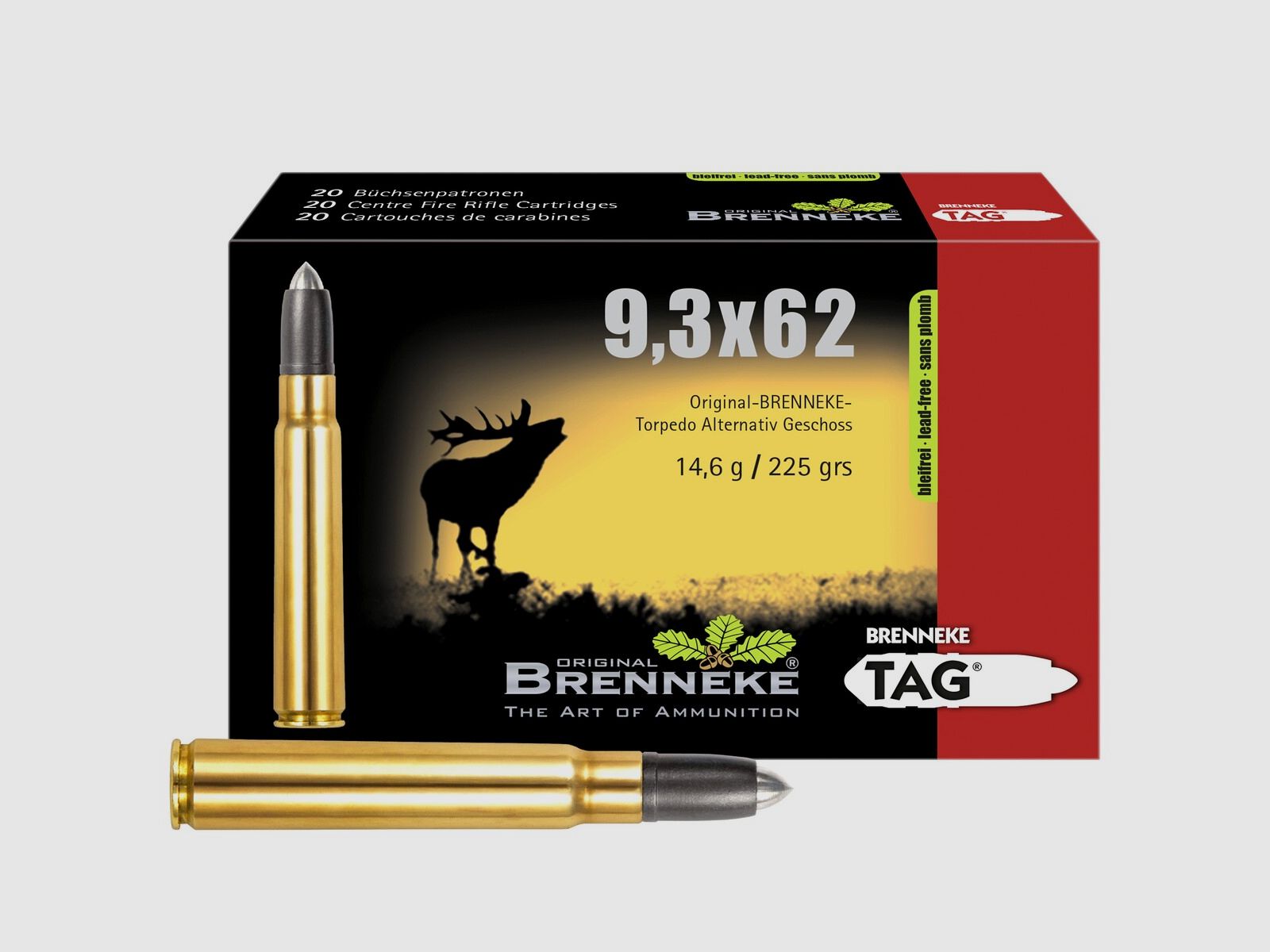 Brenneke 9,3×62 TAG bleifrei 14,6g/225grs. – 20 Stk.
