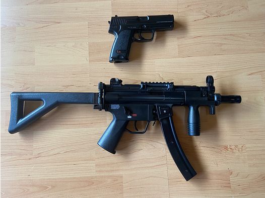 HK USP CO2 Pistolet NBB + MP5 K-PDW CO2 GBB 4,5 mm d'occasion