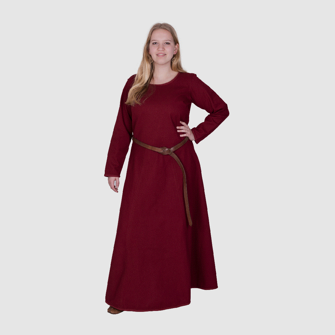 Schlichtes Mittelalterkleid Afra aus festem Canvas, weinrot