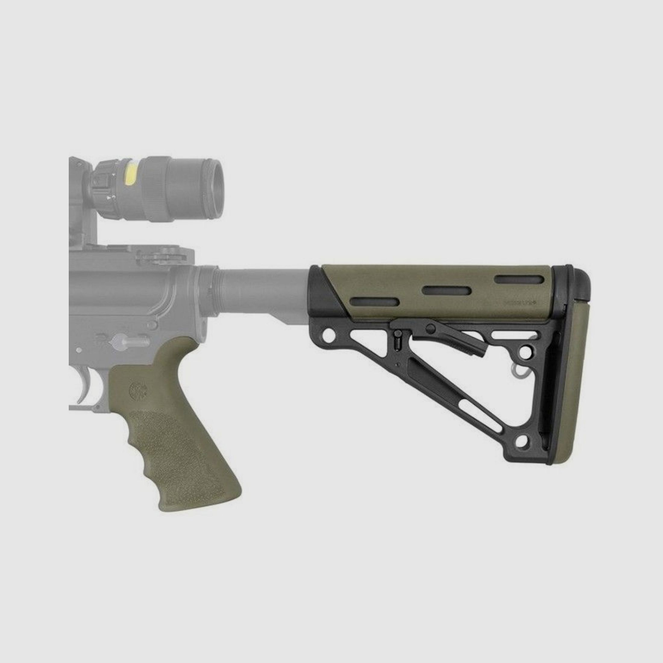 Calcio Hogue OMCB Mil-Spec AR15 OD Green con impugnatura, immagine 2 di 3