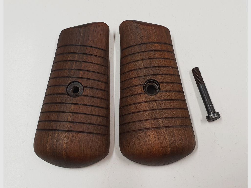 Original Mauser Oberndorf [29B] Griffschalen Set rechts / links + Buchse & Schraube für MAUSER C96 Bolo Neufertigung
