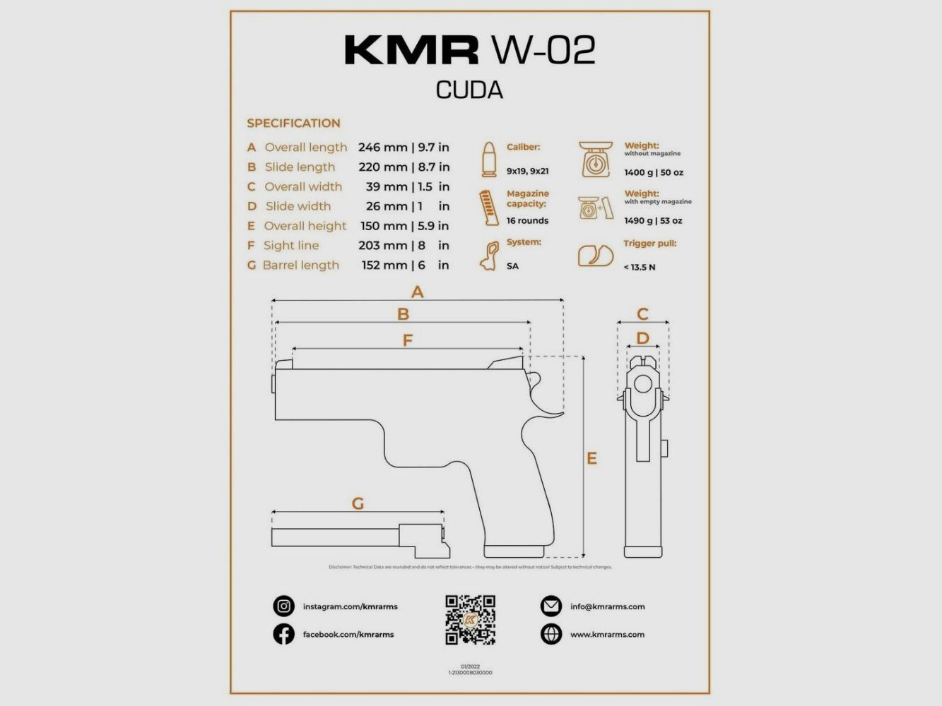 KMR Precision Arms Mod. CUDA OR 6'' (W-02)