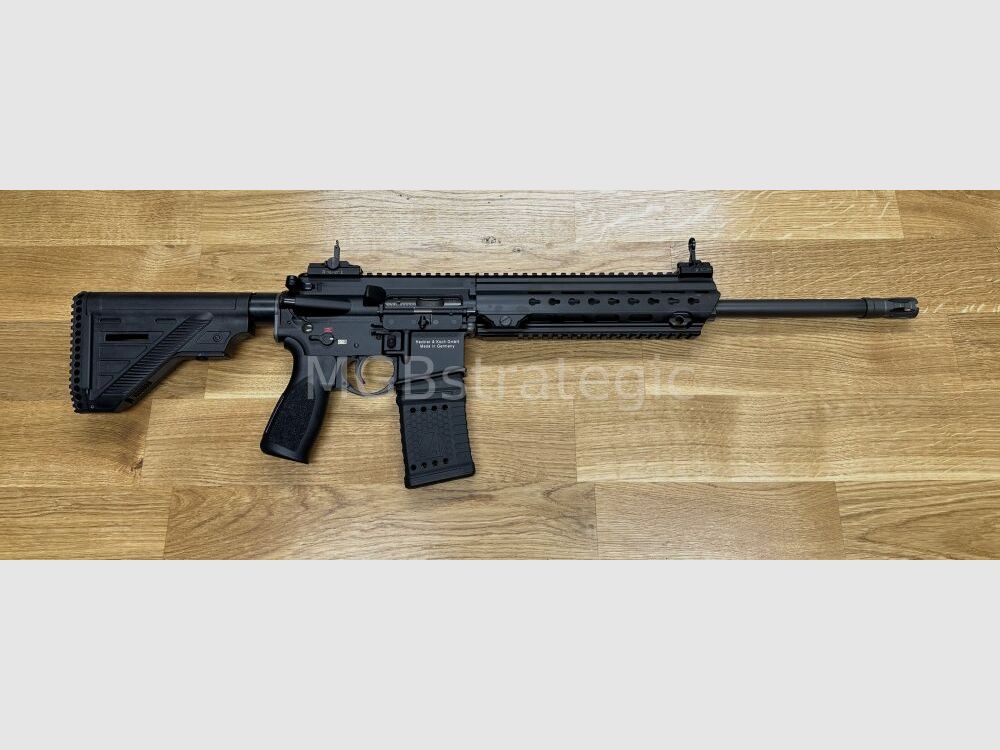 Heckler & Koch MR223 A3 Slim-Line 16,5" Lauf - halbautom. Büchse .223Rem sportlich zugelassen! - Das zivile H&K 416 - mit Original H&K Abzugs- und Schlagstück Pin mit extra Sicherung wie bei G95K + Original H&K QD End-Plate (doppelt neu verstemmt, siehe Foto)