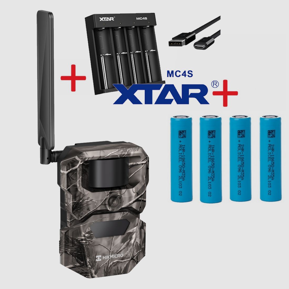 Hikmicro Trail T16 Wildkamera 4G im Set mit Akkus + Ladegerät