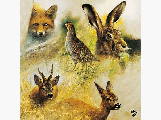 Serviette Hase, Rehbock, - Fasan, Fuchs, Reh