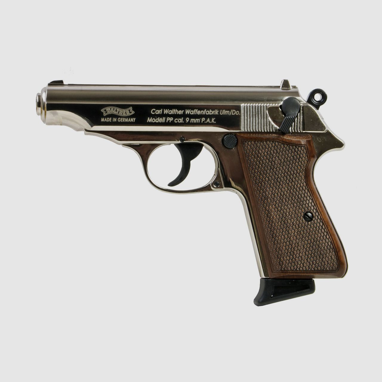 Holzgriffschalen fĂĽr Schreckschuss-, Gas-, Signalpistole Walther PP Fischhaut