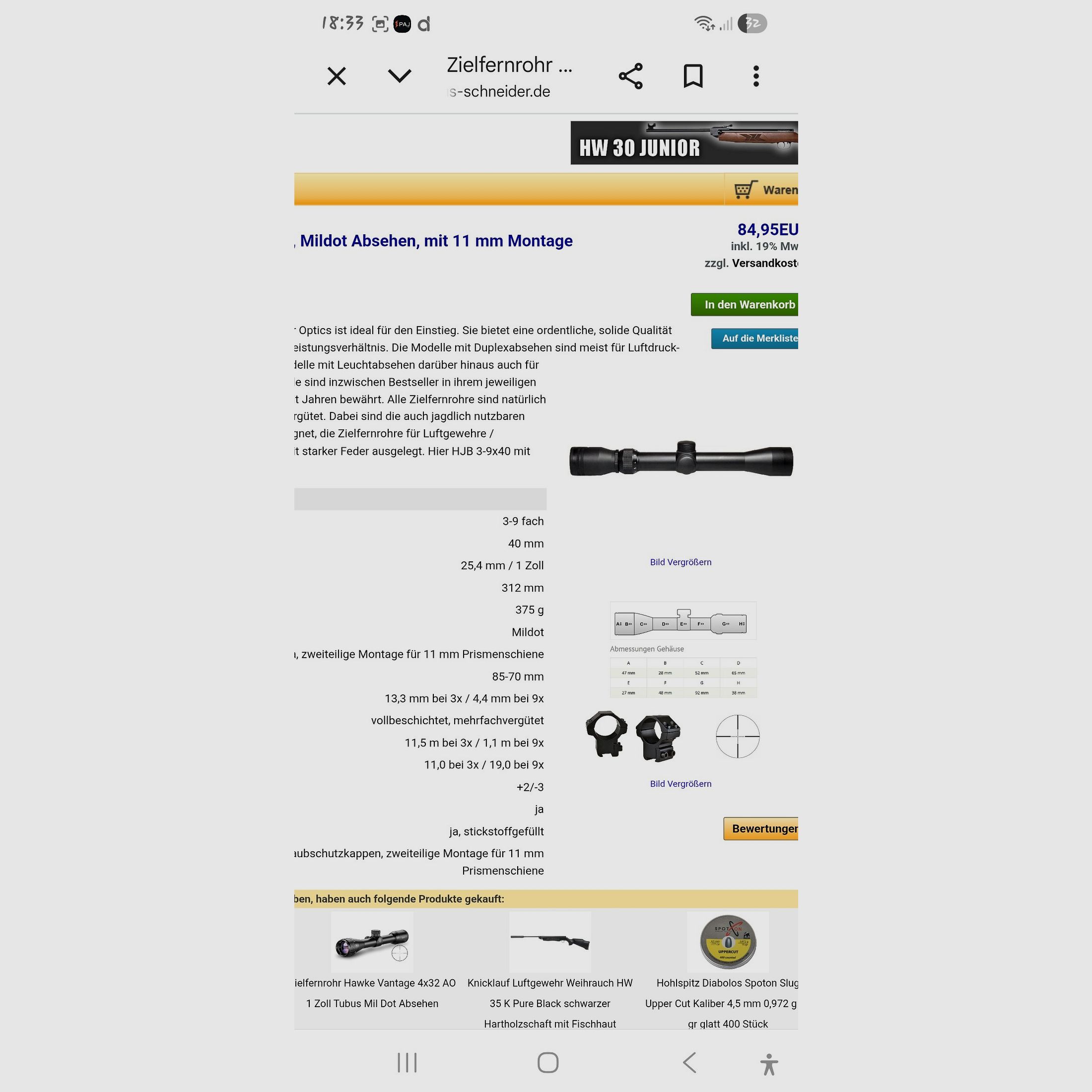 HW77 Air rifle Caliber .22 Luftdruckgewehr von Weihrauch 