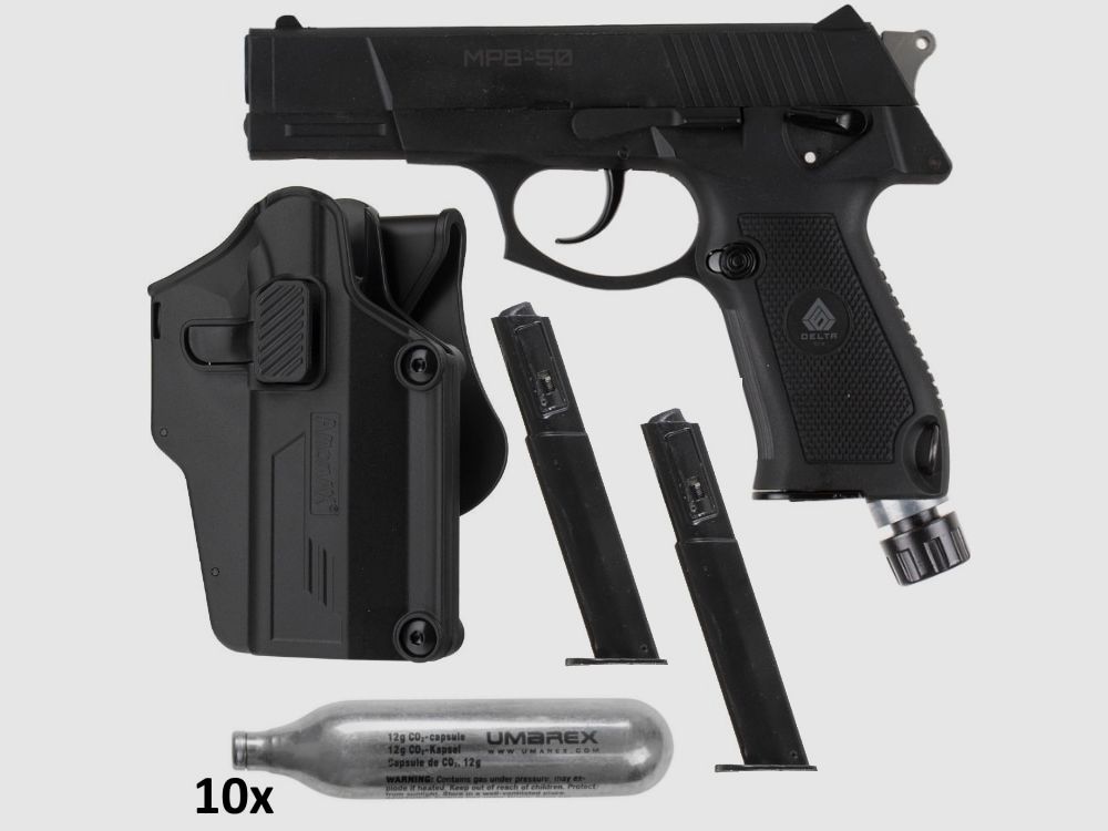 DELTA SIX MPB-50 Paintball / Pistolet d'autodéfense Cal. 50 Action Pack (noir)