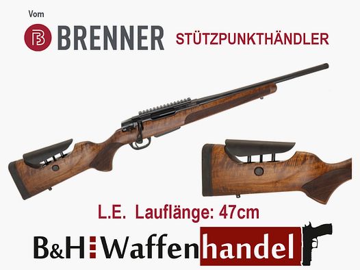 Arma nueva, en stock: Rifle de repetición Brenner BR 20 L.E. con culata ajustable, longitud de cañón 47 cm, cerrojo y varilla de cámara negra, rifle de caza de repetición